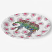 Olifant en bloemen papieren bordje (Gekanteld)