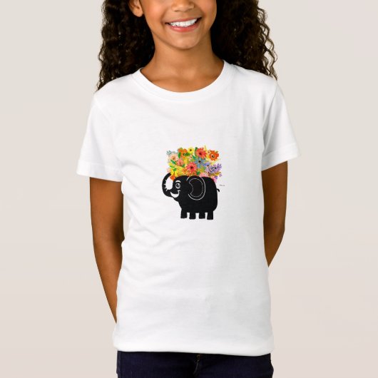 Olifant en bloemen t-shirt (Voorkant)