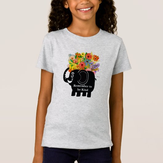 Olifant en bloemen T-shirt (Voorkant)