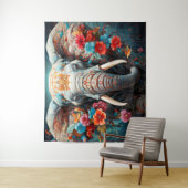 Olifant en bloemen wandkleed (In situ)