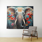 Olifant en bloemen wandkleed (In Situ (horizontaal))