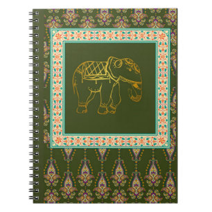 olifant en bloempatroon notitieboek
