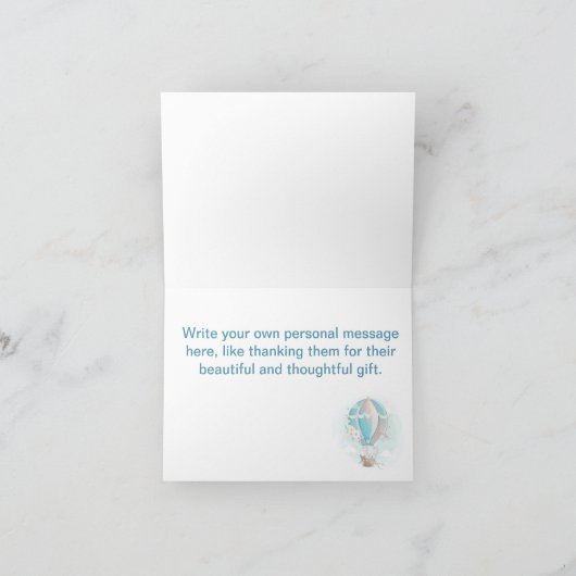 Olifant en Bunny Hete Luchtballon Baby shower Bedankkaart (Binnen)