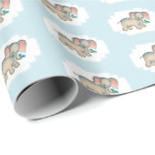 Olifant en de Bluebird illustratie op blauw Cadeaupapier (Rol Hoek)