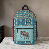 Olifant en Deep Aqua Red Mandalas n Initialen Bedrukte Rugzak