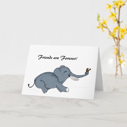 Olifant en eekhoorn vrienden voor altijd kaart (Gele Bloem)
