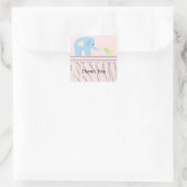 Olifant en Eend Bedankt Vierkante Sticker (Tas)