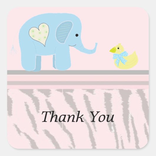 Olifant en Eend Bedankt Vierkante Sticker (Voorkant)
