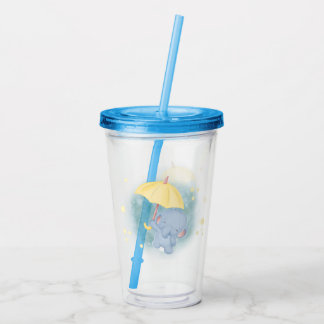 Olifant en gele paraplu acryl drinkbeker
