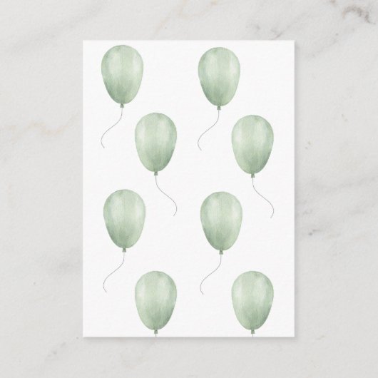 Olifant en groene ballon luier loterij informatiekaartje (Achterkant)