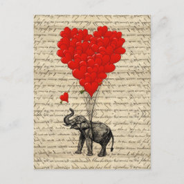 Olifant en hart gevormde ballons briefkaart