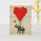Olifant en hartvormige ballonnen kaart (Gele Bloem)