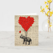 Olifant en hartvormige ballonnen kaart (Gele Bloem)