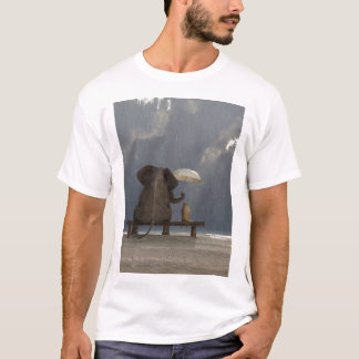 olifant en hond zitten onder de regen Graphic T-Sh T-shirt