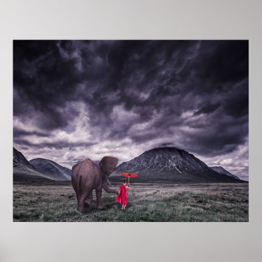 olifant en jongen boeddah surrealistische poster v (Voorkant)