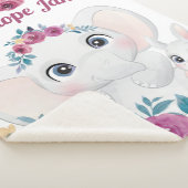 Olifant en Konijn + Maroon Rozen Aangepaste Naam Sherpa Deken (3/4)