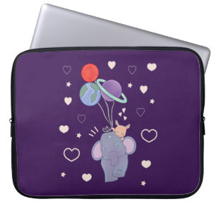 Olifant en Konijn Ruimtereis met Ballon Whimsica Laptop Sleeve