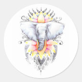 Olifant en lotus ronde sticker (Voorkant)