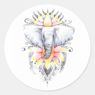 Olifant en lotus ronde sticker