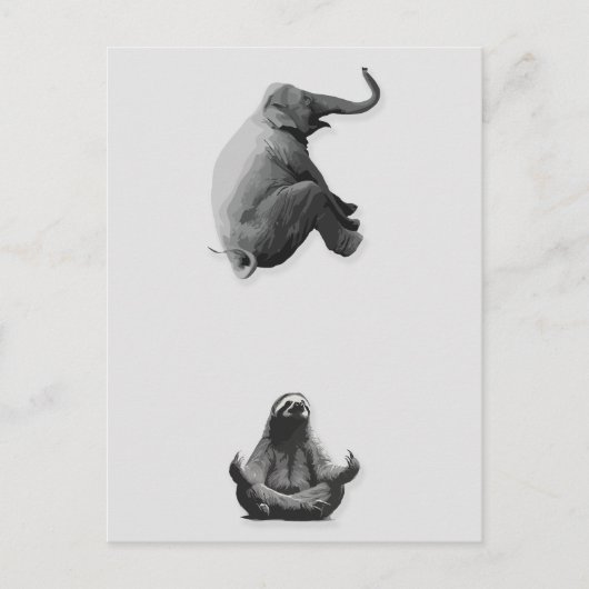 Olifant en Mediterende Luiaard Harmonie Briefkaart (Voorkant)