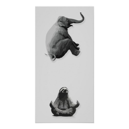 Olifant en Mediterende Luiaard Harmonie Perfect Poster (Voorkant)