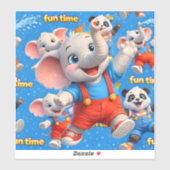Olifant en panda grote vinyl sticker (Vel)