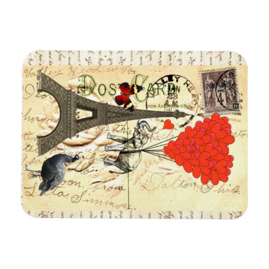  olifant en rode hartballonnen magneet (Horizontaal)