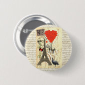 olifant en rode hartballonnen ronde button 5,7 cm (Voorkant /achterkant)