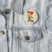 olifant en rode hartballonnen ronde button 5,7 cm (In situ)