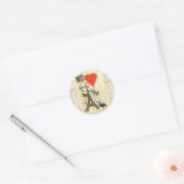 olifant en rode hartballonnen ronde sticker (Envelop)