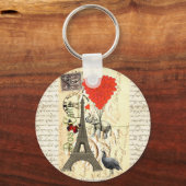  olifant en rode hartballonnen sleutelhanger (Voorkant)