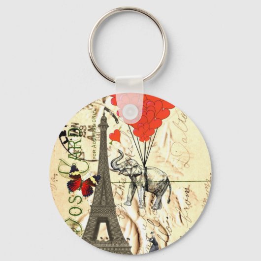 olifant- en rode hartballonnen sleutelhanger (Voorkant)