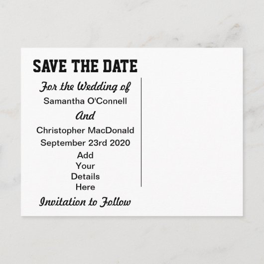 Olifant en rood hart slaan de datum op aankondigingskaart (Achterkant)