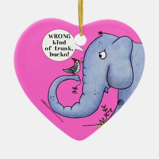 Olifant en specht Misverstand Keramisch Ornament (Voorkant)