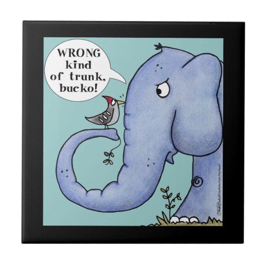 Olifant en specht Misverstand Tegeltje (Voorkant)