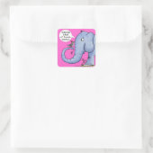Olifant en specht Misverstand Vierkante Sticker (Tas)
