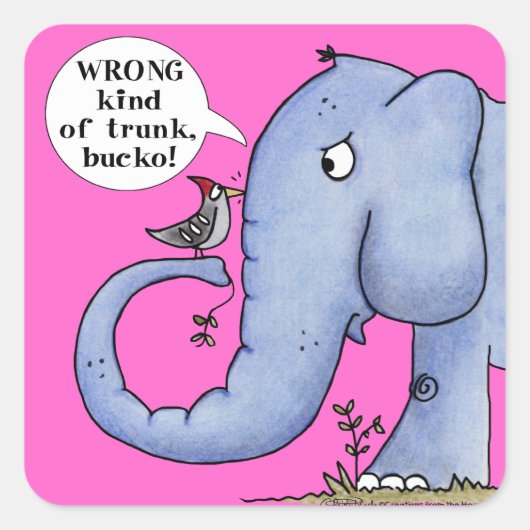 Olifant en specht Misverstand Vierkante Sticker (Voorkant)