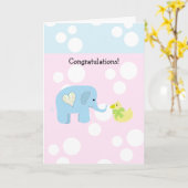 Olifant en Stippen Baby Felicitaties Kaart (Gele Bloem)
