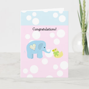 Olifant en Stippen Baby Felicitaties Kaart