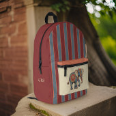 Olifant en Stoffig Blauw Rode Strepen met Monogram Bedrukte Rugzak