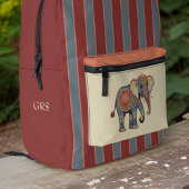 Olifant en Stoffig Blauw Rode Strepen met Monogram Bedrukte Rugzak