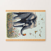 Olifant en vliegende vogels legpuzzel (Horizontaal)