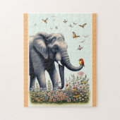 Olifant en vliegende vogels legpuzzel (Verticaal)