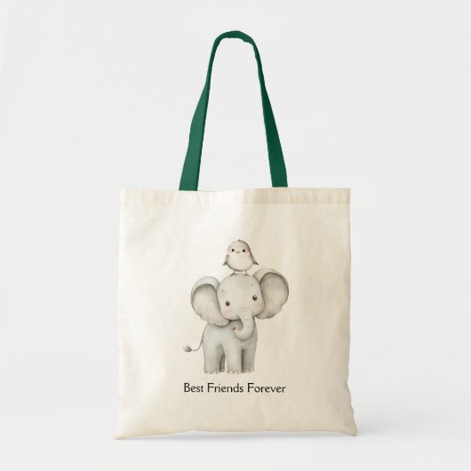 Olifant en Vogel Beste Vrienden Tote Bag (Voorkant)