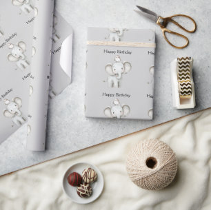 Olifant en Vogel Verjaardag Cadeaupapier