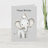 Olifant en Vogel Verjaardag Kaart (Voorkant)
