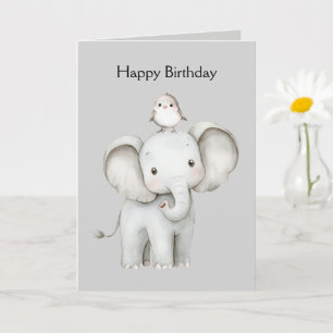Olifant en Vogel Verjaardag Kaart