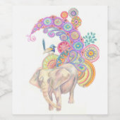 olifant en vogel wijn label wijn etiket (Enkel label)