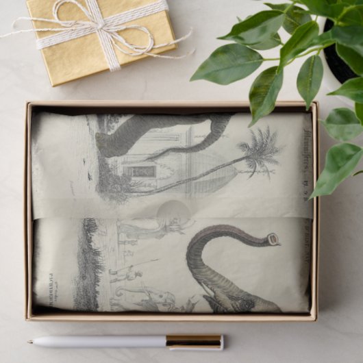 olifant Ephemera decoupage Franse script Tissuepapier (Geschenk)