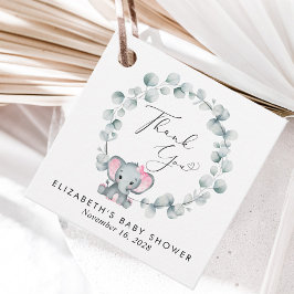 Olifant Eucalyptus Baby Meisje Douche Dank u Bedankjes Labels